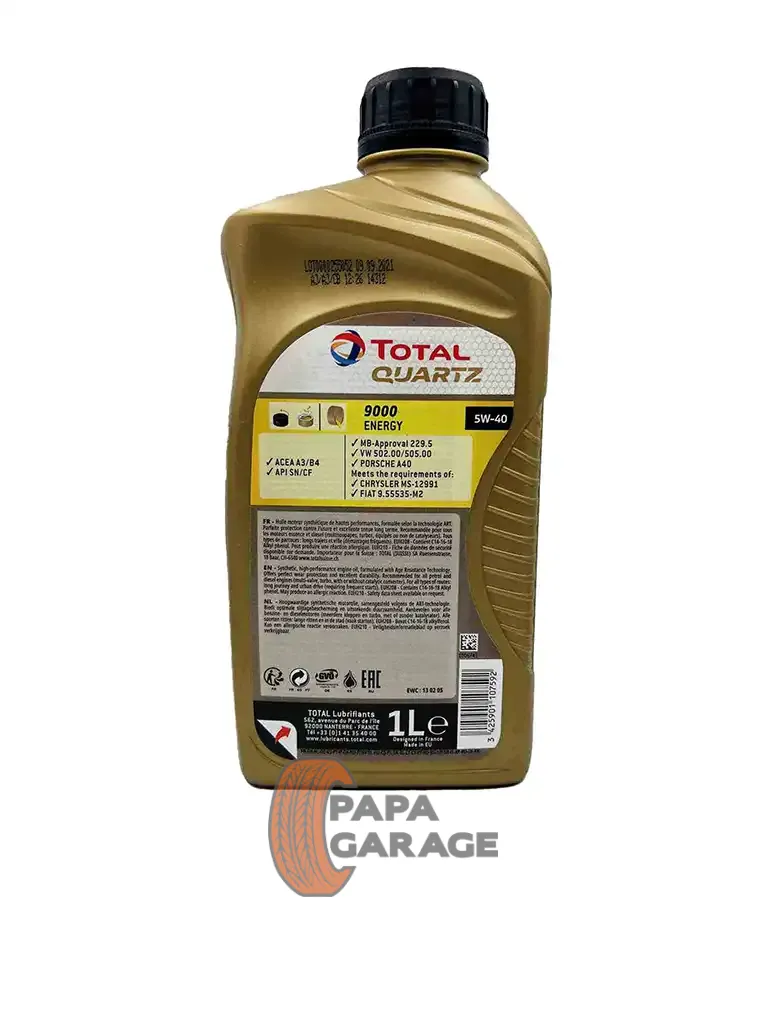 ᐉ Motor oil Total Quartz 9000 Energy 5w40 1 l - Papa Garage